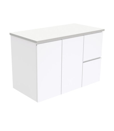 Fingerpull Gloss White 900 Wall-Hung Cabinet, Right Hand Drawers