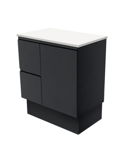 Fingerpull Satin Black 750 Cabinet on Kickboard, Left Hand Drawers