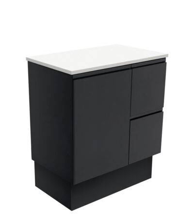Fingerpull Satin Black 750 Cabinet on Kickboard, Right Hand Drawers