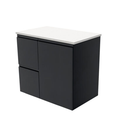 Fingerpull Satin Black 750 Wall-Hung Cabinet, Left Hand Drawers