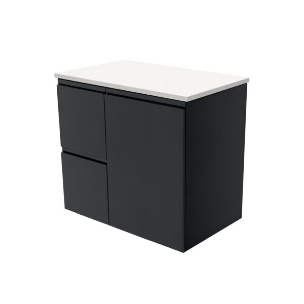 Fingerpull Satin Black 750 Wall-Hung Cabinet, Left Hand Drawers