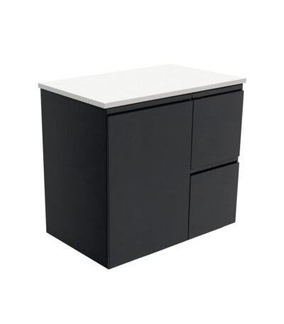 Fingerpull Satin Black 750 Wall-Hung Cabinet, Right Hand Drawers