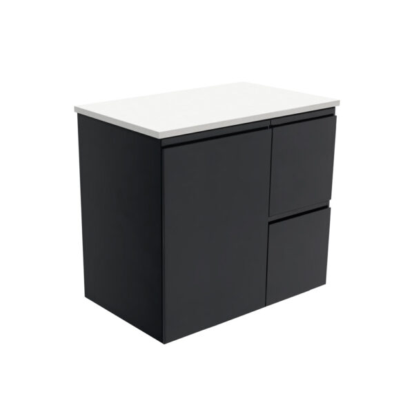 Fingerpull Satin Black 750 Wall-Hung Cabinet, Right Hand Drawers