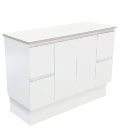 Fingerpull Satin White 1200 Cabinet on Kickboard
