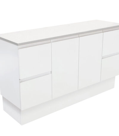 Fingerpull Satin White 1500 Cabinet on Kickboard