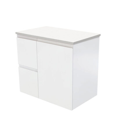 Fingerpull Satin White 750 Wall-Hung Cabinet, Left Hand Drawers