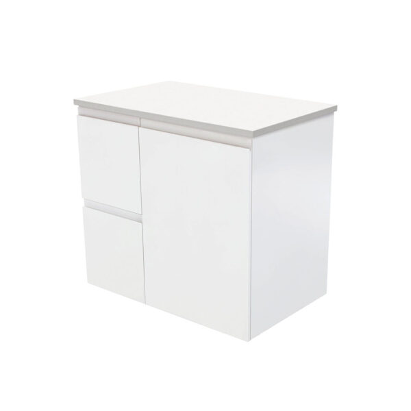Fingerpull Satin White 750 Wall-Hung Cabinet, Left Hand Drawers