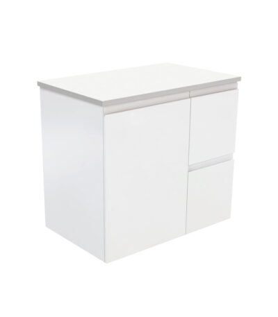 Fingerpull Satin White 750 Wall-Hung Cabinet, Right Hand Drawers
