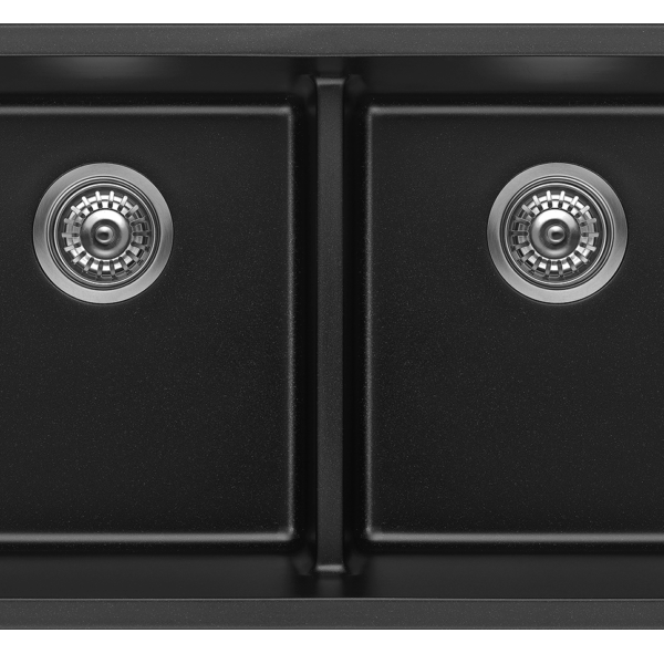 Fomos Sink 790 x 460mm - Double Bowl - Black | Bella Vista - SNK-7946DBL-BLK