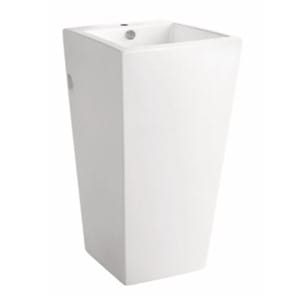 Freestanding Ceramic Basin - Overflow - Tap Hole - Gloss White - Rectangle - 510mm | PF5146S