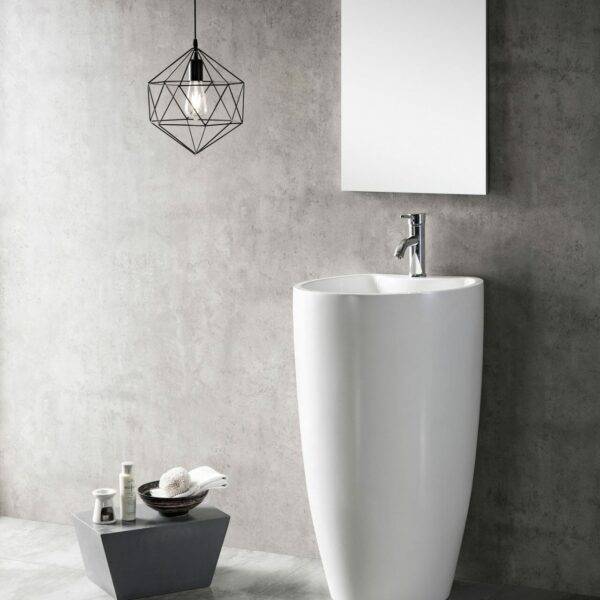 Freestanding Pedestal Acrylic Basin - Overflow - Tap Hole - Gloss White - Round - 525mm | OVFA5247GW