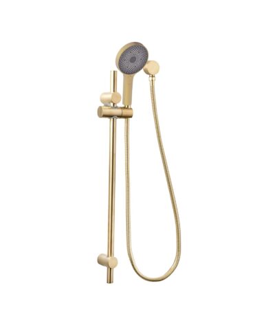 Gabe Brushed Gold Round Hand Shower On Rail