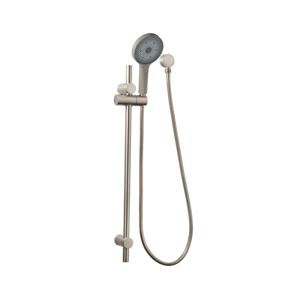 Gabe Brushed Nickel Round Hand Shower On Rail