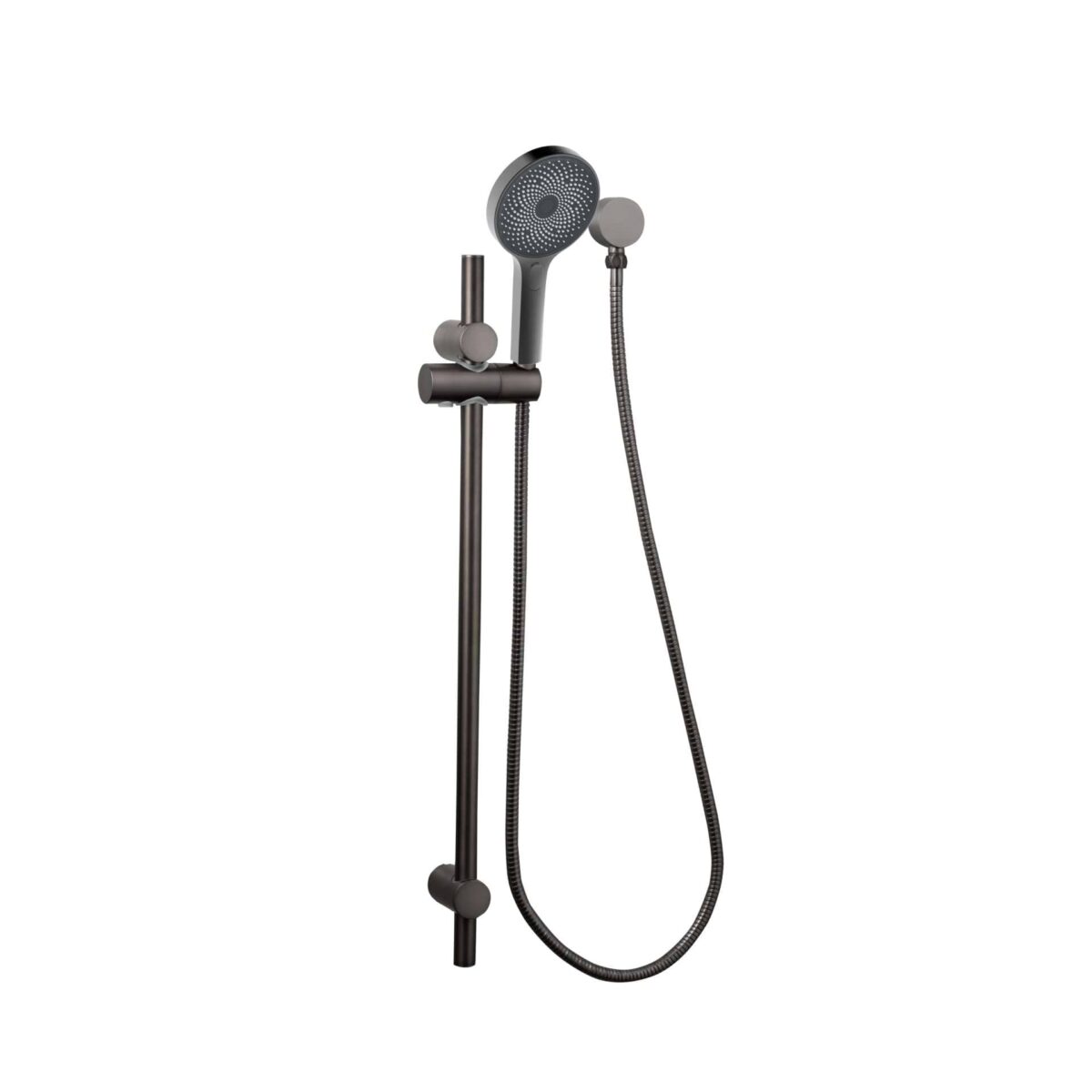 Gabe Gunmetal Grey Round Hand Shower On Rail
