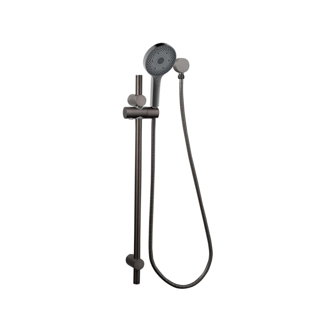 Gabe Gunmetal Grey Round Hand Shower On Rail