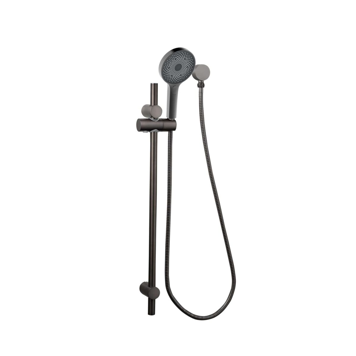 Gabe Gunmetal Grey Round Hand Shower On Rail