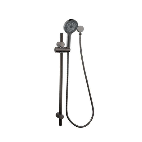 Gabe Gunmetal Grey Round Hand Shower On Rail