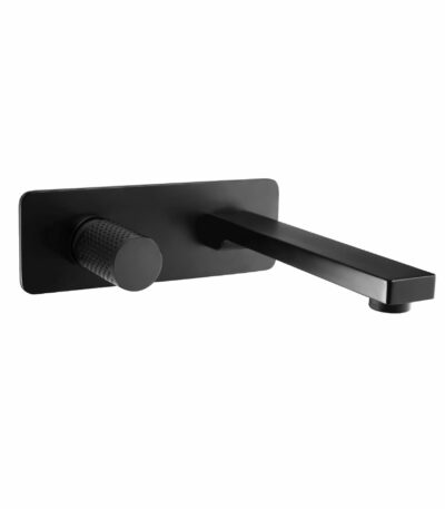 Gabe Matt Black Plate Bath or Basin Mixer With Matt Black Handle | T706BK
