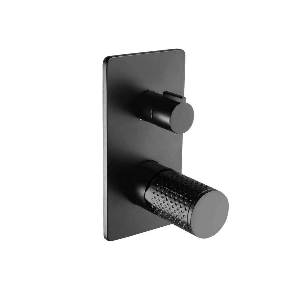 Gabe Matt Black Plate Wall Diverter Mixer With Matt Black Handle | T709BK