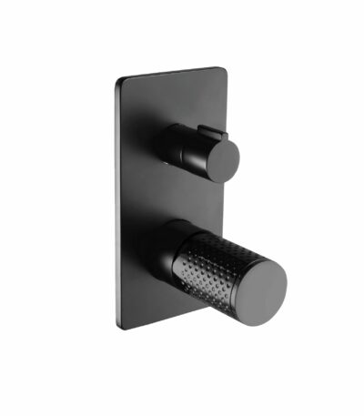 Gabe Matt Black Plate Wall Diverter Mixer With Matt Black Handle | T709BK