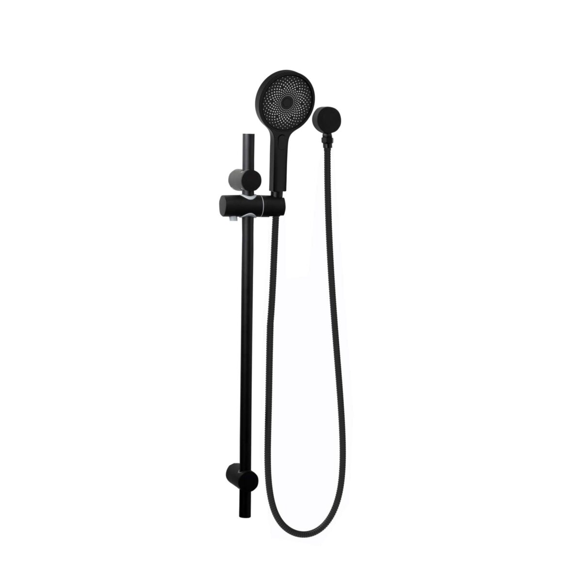 Gabe Matt Black Round Hand Shower On Rail