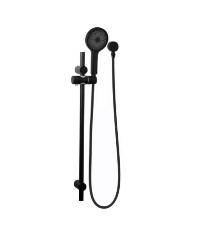 Gabe Matt Black Round Hand Shower On Rail
