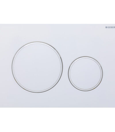 Geberit Sigma 20 Round Button Flush Plate, Matte White with White Trim