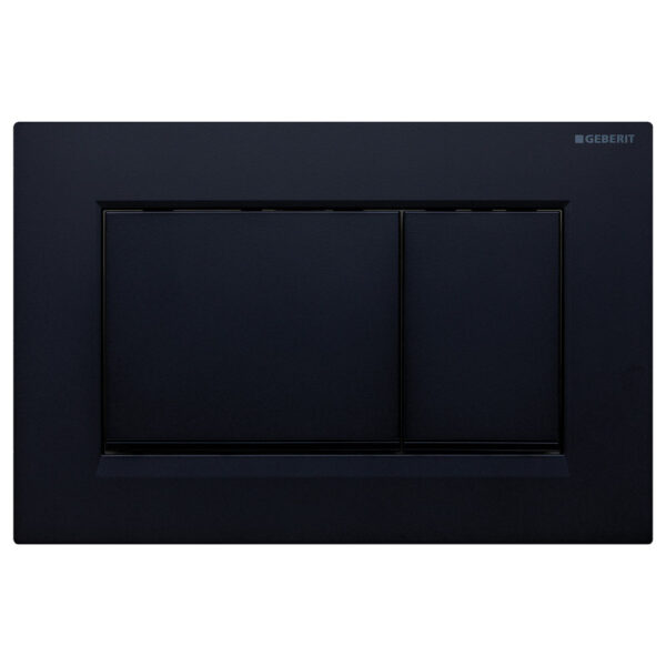 Geberit Sigma 30 Rectangular Button Flush Plate, Matte Black with Black Trim