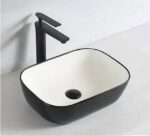 Gloss White & Matte Black Basin | 505 x 385 x 135mm | 6131-WB