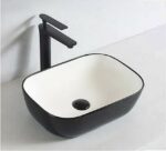 Gloss White & Matte Black Basin | 505 x 385 x 135mm | 6131-WB