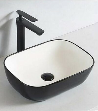 Gloss White & Matte Black Basin | 505 x 385 x 135mm | 6131-WB