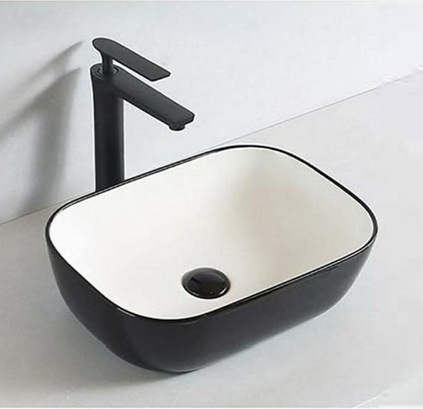 Gloss White & Matte Black Basin | 505 x 385 x 135mm | 6131-WB