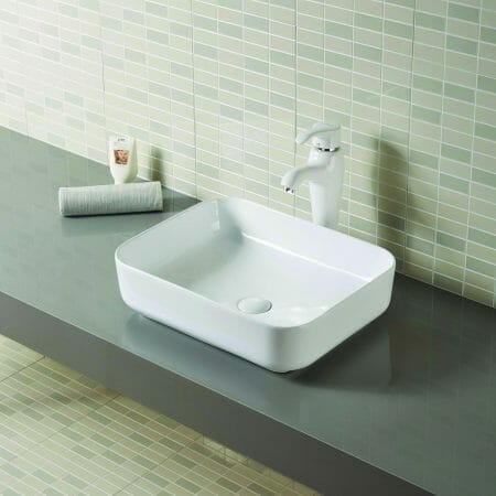 Gloss White Round-Edged Rectangle Ceramic Basin | 500x400x135mm | K2422