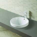 Gloss White Round Semi-Inset with Overflow | 450x450x190mm | K2139
