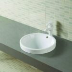 Gloss White Round Semi-Inset with Overflow | 450x450x190mm | K2139