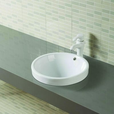 Gloss White Round Semi-Inset with Overflow | 450x450x190mm | K2139