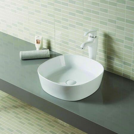 Gloss White Sharp-Edged Round Ceramic Basin | 440x440x135mm | K2427