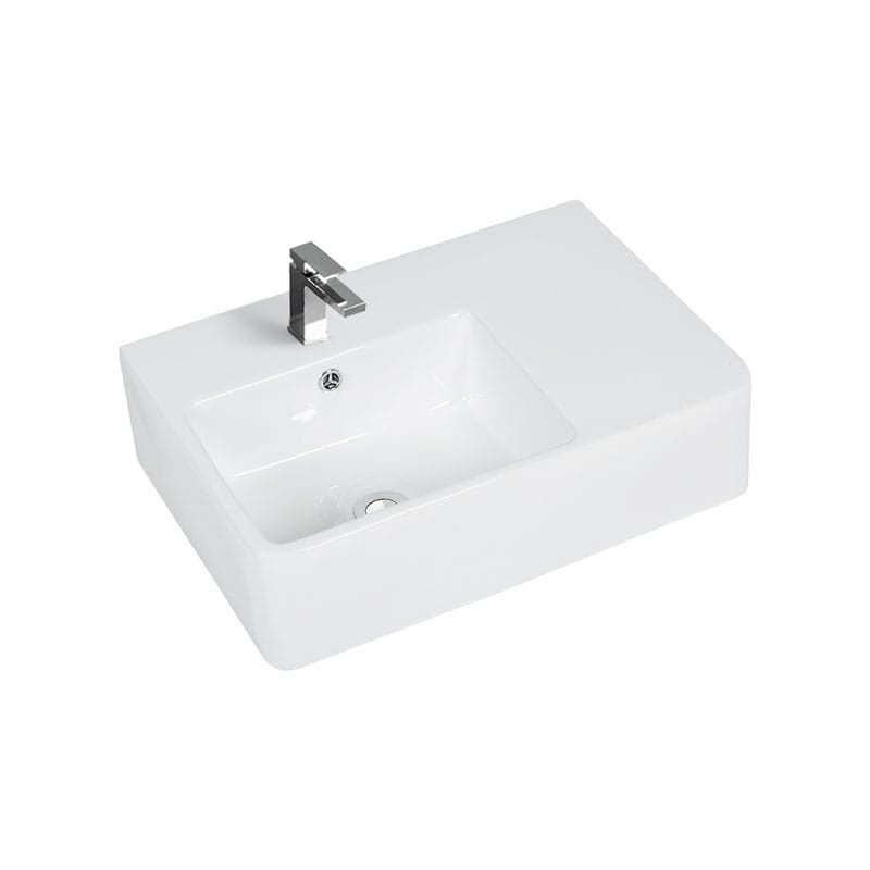 Gloss White - Wall Hung Basin - Left Hand Bowl - 600mm | B35L