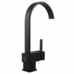 Gooseneck Black Round Kitchen Sink Mixer Tap | OX1015.KM