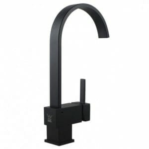 Gooseneck Black Round Kitchen Sink Mixer Tap | OX1015.KM