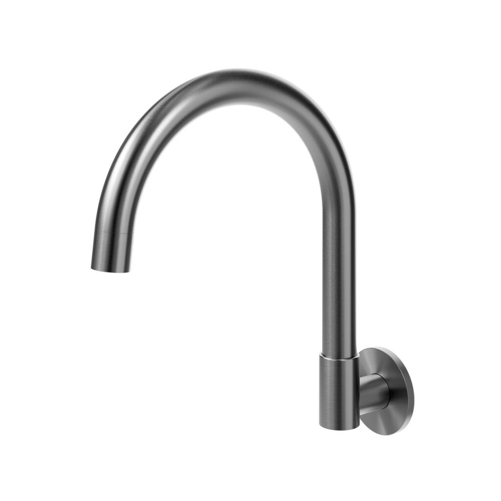 Gooseneck Swivel Wall Mounted Spout - Brushed Gunmetal