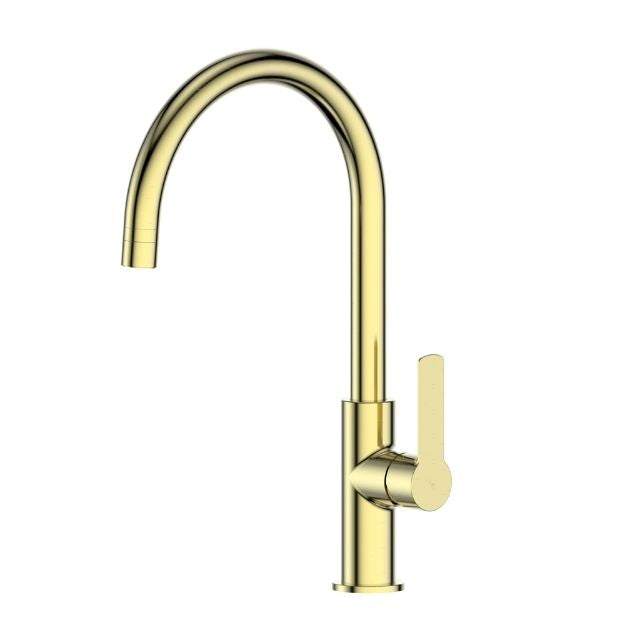 Greens Astro II Gooseneck Sink Mixer Brushed Brass
