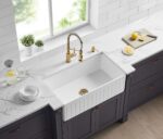 Greenwich Fireclay Farmhouse Sink - Single Bowl - Fluted - Gloss White - 828x450x252mm | FCS828GW