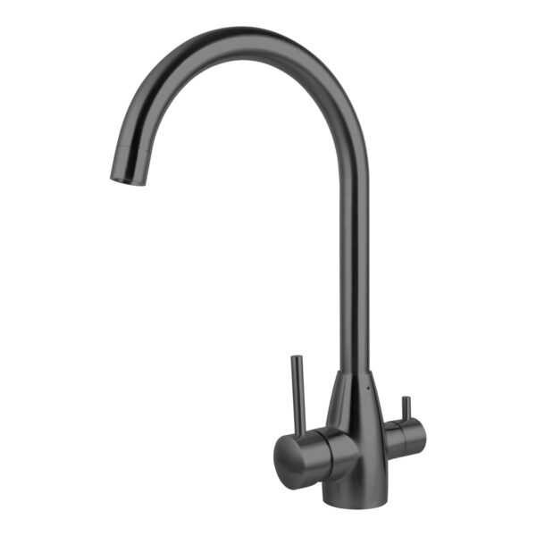 Gun Metal 3 Way Pure Drinking Water Hot & Cold Swivel Spout Kitchen Mixer | BUGM1041.KM