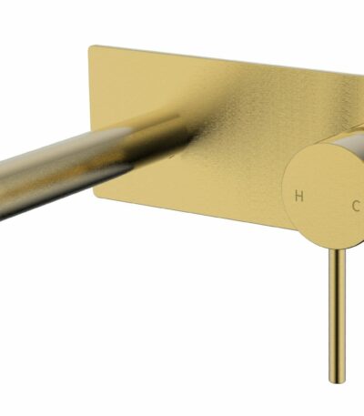 Hali Wall Basin Mixer Curved Spout - Brushed Gold | HYB88-602BG