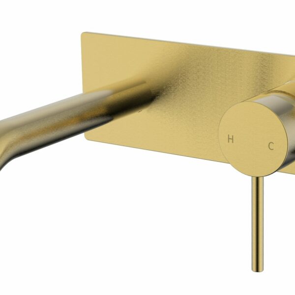 Hali Wall Basin Mixer Curved Spout - Brushed Gold | HYB88-602BG