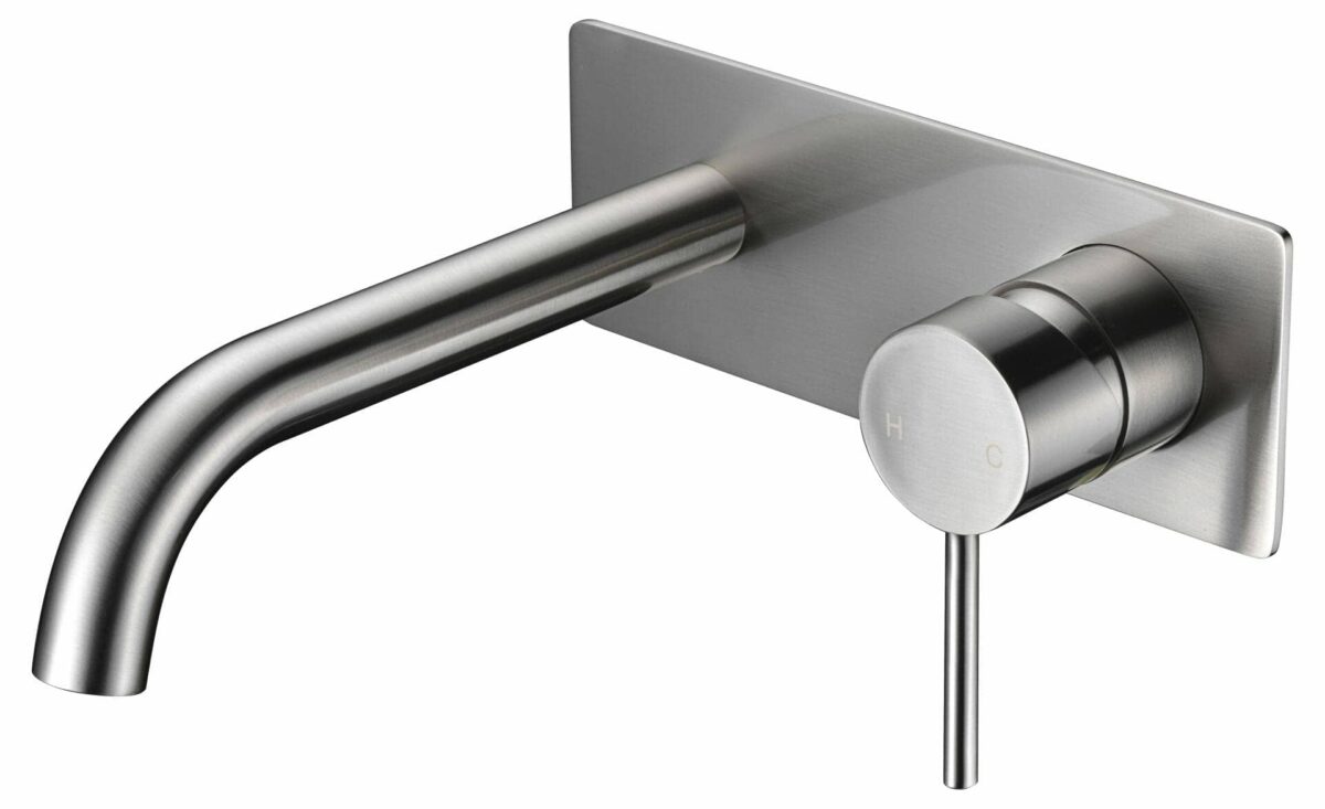 Hali Wall Basin Mixer Curved Spout - Brushed Nickel | HYB88-602BN