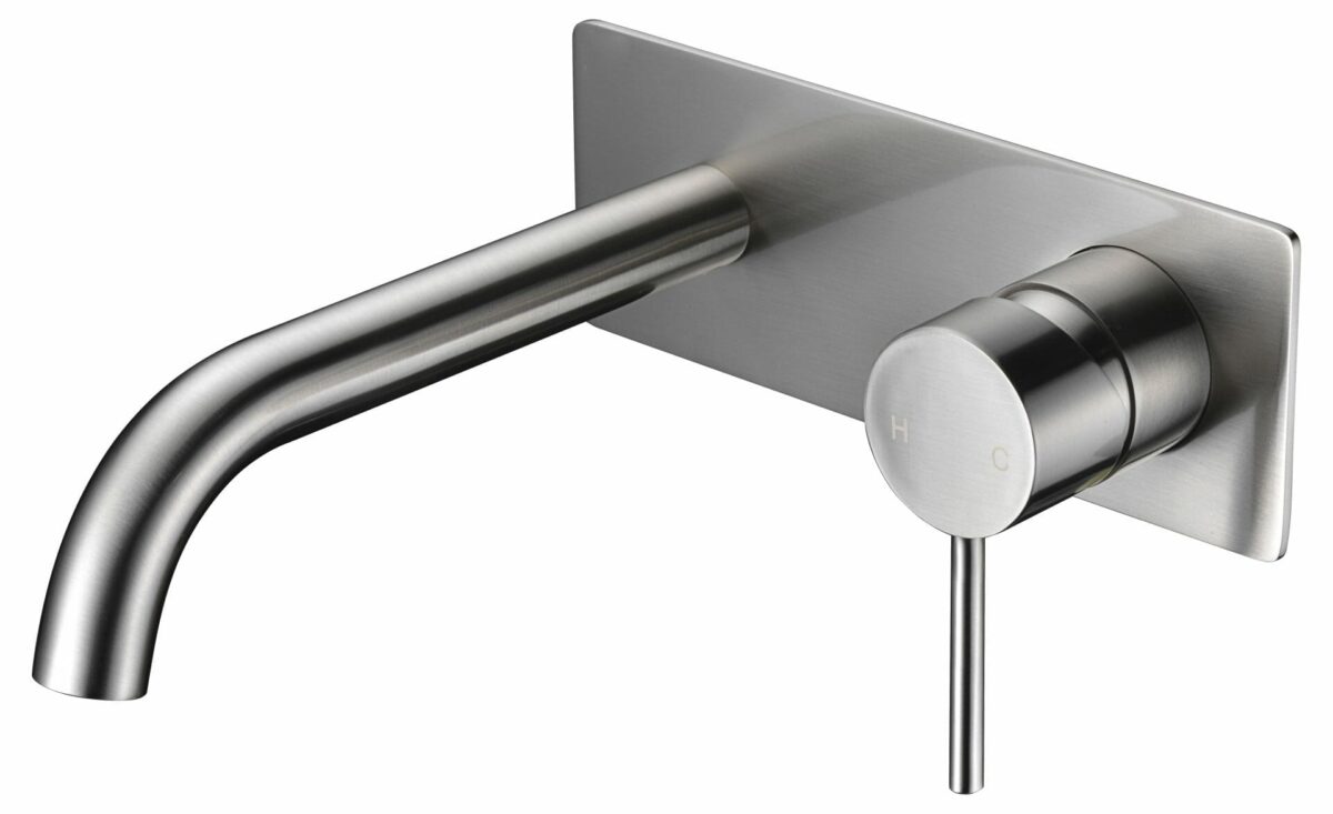 Hali Wall Basin Mixer Curved Spout - Brushed Nickel | HYB88-602BN