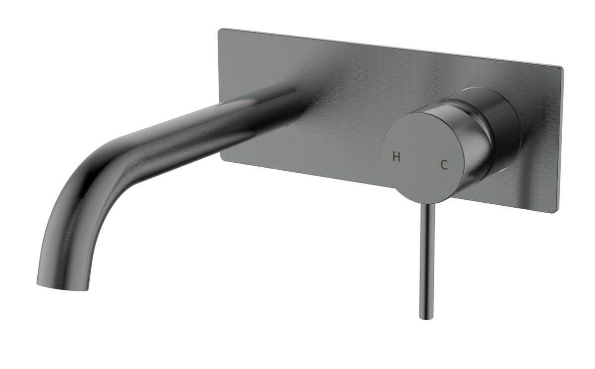 Hali Wall Basin Mixer Curved Spout - Gunmetal | HYB88-602GM