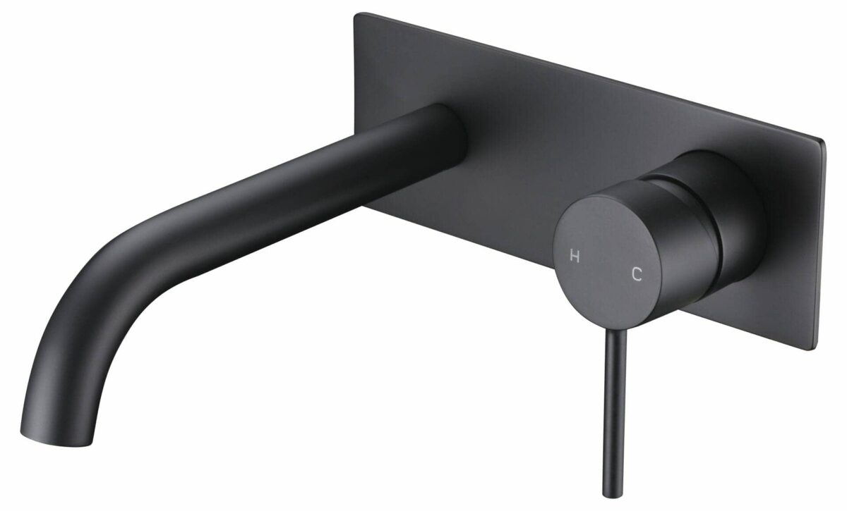 Hali Wall Basin Mixer Curved Spout - Matt Black | HYB88-602MB
